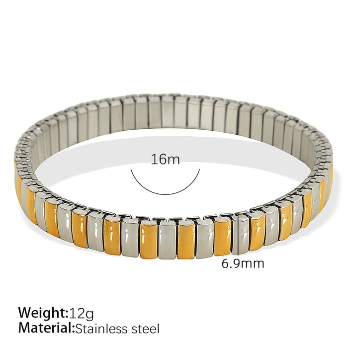 1 Piece Simple Series Punk Patchwork Stainless Steel  Gold Color Women's Chain Bracelets 